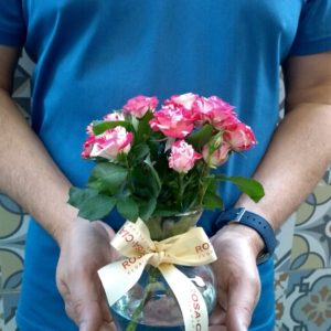 Vaso de mini rosas